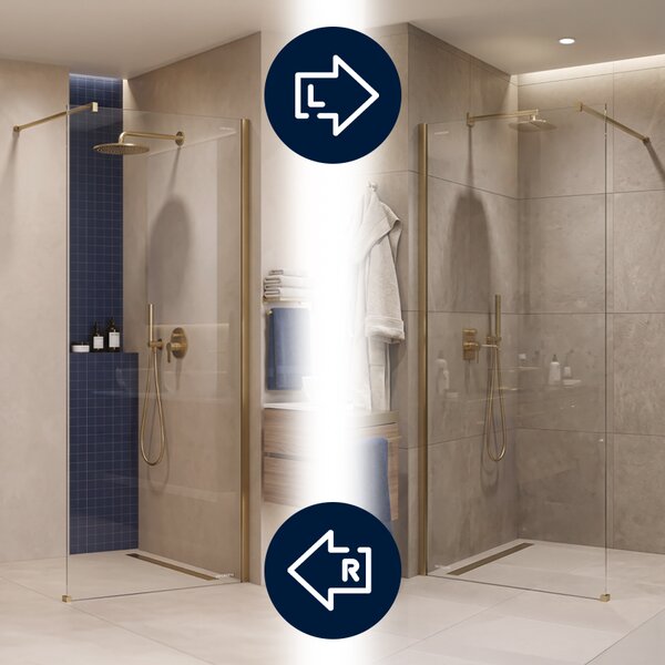 Hydrosan Sprchová zastena Walk-in SH07A GL BR 70 zlatá kartáčovaná - bez vaničky