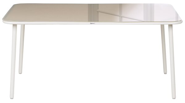 Záhradný jedálenský stôl svetlobéžový oceľový rám doska z tvrdeného skla 160 x 90 cm pre 6 osôb odolné voči UV a vode