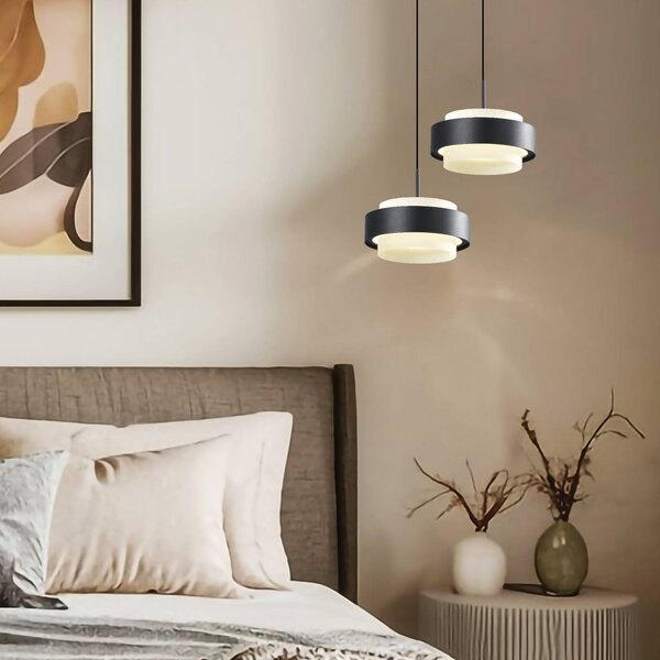 LED závesné svietidlo Donal, Ø 17 cm, čierna, kov, Čierna, Obývacia izba / jedáleň, Hliník, Moderný, Závesné svietidlo
