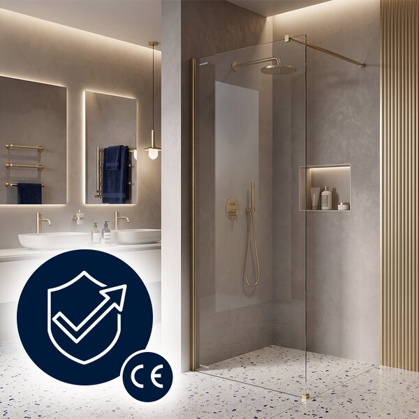 Hydrosan Sprchová zastena Walk-in SH07A GL BR 70 zlatá kartáčovaná - bez vaničky
