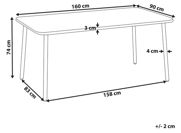 Záhradný jedálenský stôl svetlobéžový oceľový rám doska z tvrdeného skla 160 x 90 cm pre 6 osôb odolné voči UV a vode