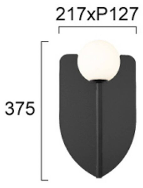 Nástenné svetlo Fedora, výška 37 cm, čierna, kov/sklo, Čierna, Obývacia izba / jedáleň, kov