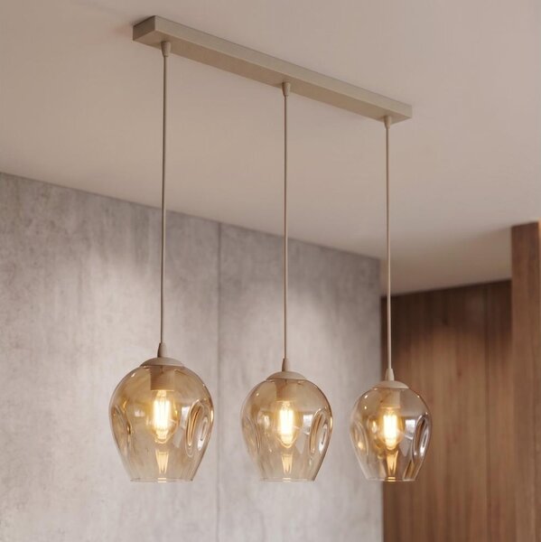 Luster na lanku ISTAR 3xE27/15W/230V béžová/dymová béžová