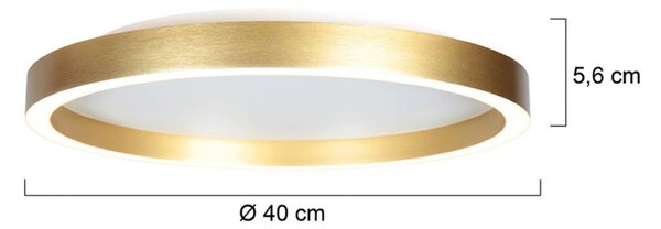 Stropné LED svetlo Ringlux zlatá farba, Ø 40 cm, kov, 2 700 K, Mosadz / zlato, Obývacia izba / jedáleň, kov, Moderný, Závesné svietidlo