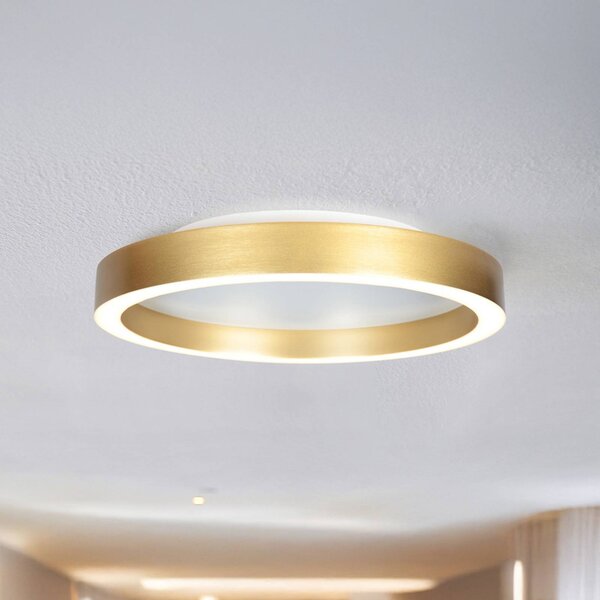 Stropné LED svetlo Ringlux zlatá farba, Ø 30 cm, kov, 2 700 K, Mosadz / zlato, Obývacia izba / jedáleň, kov, Moderný, Závesné svietidlo