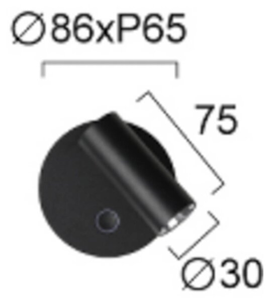 LED nástenné svetlo Tara, čierna, Ø 9 cm, kov, Čierna, Obývacia izba / jedáleň, kov, Moderný, Nástenné svietidlo