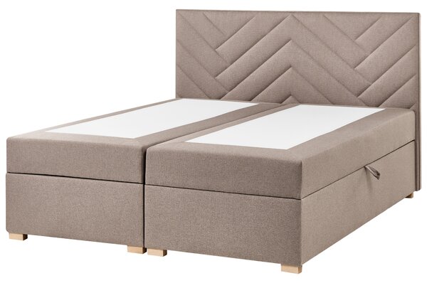 Kontinentálna posteľ s úložným priestorom sivobéžová látkové čalúnenie 160 x 200 cm moderný štýl spálňa