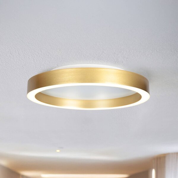 Stropné LED svetlo Ringlux zlatá farba, Ø 40 cm, kov, 2 700 K, Mosadz / zlato, Obývacia izba / jedáleň, kov, Moderný, Závesné svietidlo