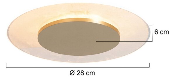 Stropné LED svetlo Lido, zlatá farba, Ø 28 cm, Mosadz / zlato, Obývacia izba / jedáleň, kov, Moderný, Závesné svietidlo
