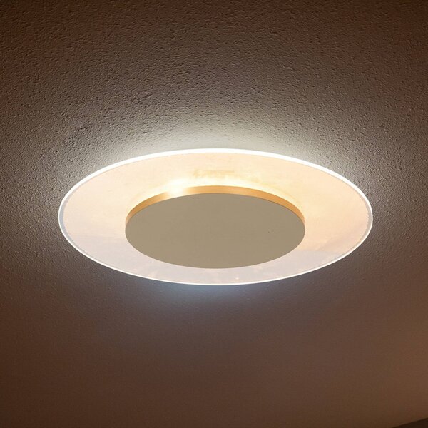 Stropné LED svetlo Lido, zlatá farba, Ø 28 cm, Mosadz / zlato, Obývacia izba / jedáleň, kov, Moderný, Závesné svietidlo