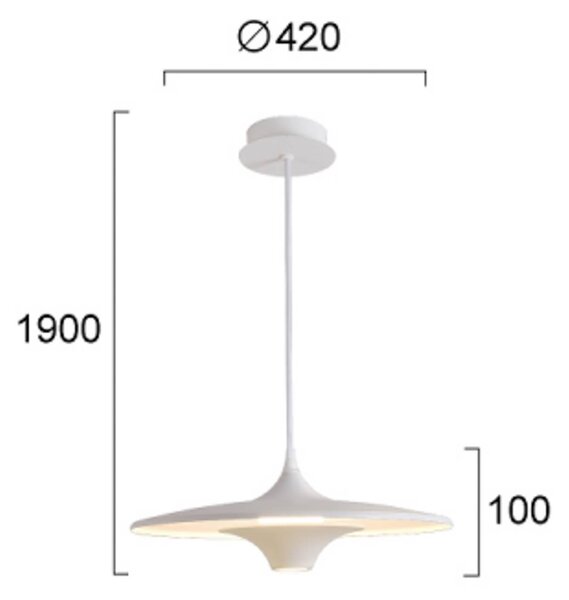 LED závesné svietidlo Rene, biela, Ø 42 cm, kov, Biela / opálová, Obývacia izba / jedáleň, kov, Moderný, Závesné svietidlo