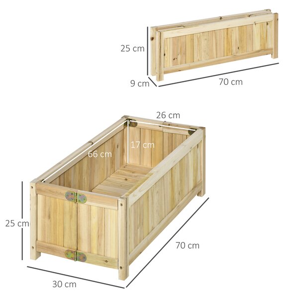 OUTSUNNY Skladací vonkajší box z masívneho dreva 70 x 25 x 30 cm svetlé drevo