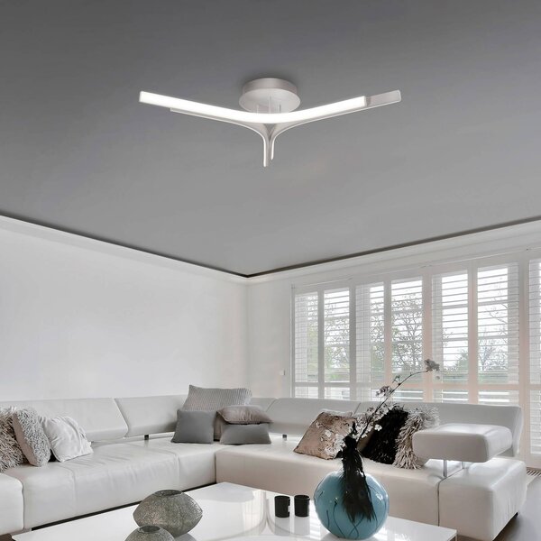 Stropné LED svetlo Alta, strieborná farba, Ø 70 cm, kov, Chrómová / strieborná, Obývacia izba / jedáleň, Hliník, Moderný