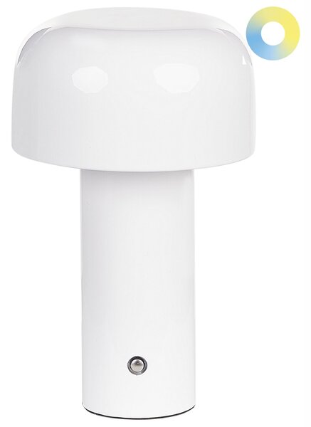 Stolná lampa biela železo s dotykovým vypínačom nabíjanie cez USB kábel bezdrôtová moderný štýl interiér exteriér