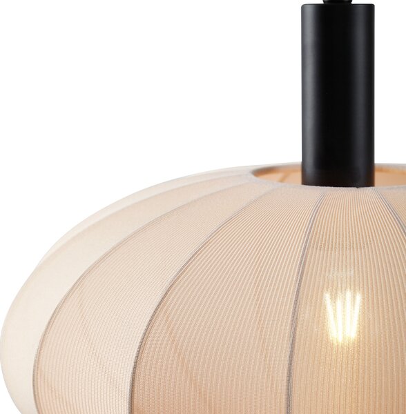 Japandi závesná lampa čierna s hnedým látkovým tienidlom 3-svetlá - Bida