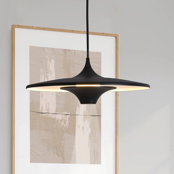 LED závesné svietidlo Rene, čierna, Ø 42 cm, kov, Čierna, Obývacia izba / jedáleň, kov, Moderný, Závesné svietidlo