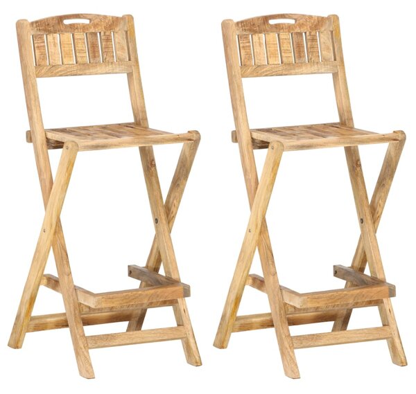 Skladacie vonkajšie barové stoličky 2 ks masívne mangovníkové drevo