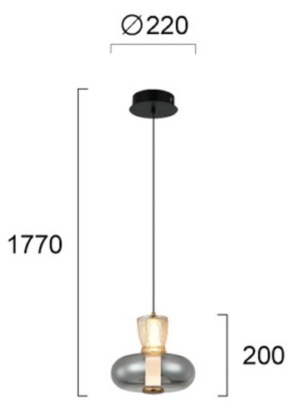 LED závesné svietidlo Sire, Ø 22 cm, dymovo sivá/bronzová, kov/sklo, Hliník / sivá / zinok, Obývacia izba / jedáleň, kov, Závesné svietidlo