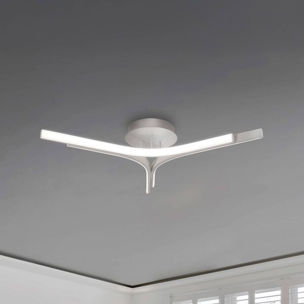 Stropné LED svetlo Alta, strieborná farba, Ø 70 cm, kov, Chrómová / strieborná, Obývacia izba / jedáleň, Hliník, Moderný