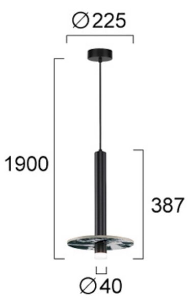 Viokef LED závesné svietidlo Leandros, čierna, Ø 40 cm, umelý kameň/kov, Čierna, Obývacia izba / jedáleň, kov, Závesné svietidlo