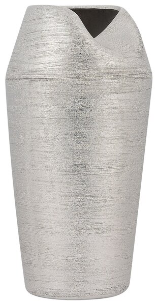 Dekoratívna váza na stôl strieborná kameninová 33 cm elegantná glamour bytové doplnky