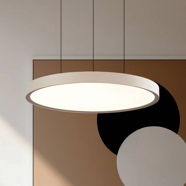 LED závesné svietidlo Denver, Ø 49 cm, béžová, kov, Krémová / jantárovo žltá, Obývacia izba / jedáleň, Hliník, Moderný, Závesné svietidlo