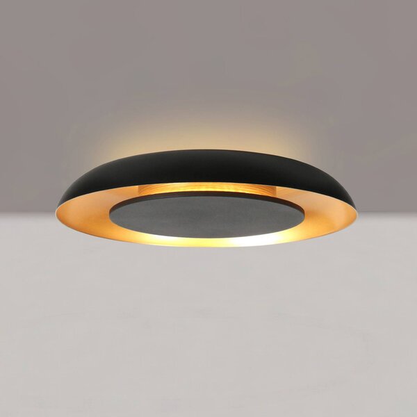 Steinhauer stropné LED svetlo Golden Veil, čierne/zlaté, stmievateľné, kovové, Čierna, Obývacia izba / jedáleň, kov, Moderný, Závesné svietidlo