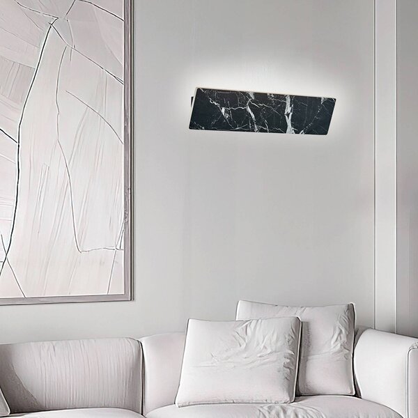 LED nástenné svetlo Selena, šírka 40 cm, čierna, umelý kameň, Čierna, Obývacia izba / jedáleň, Plast, Nástenné svietidlo
