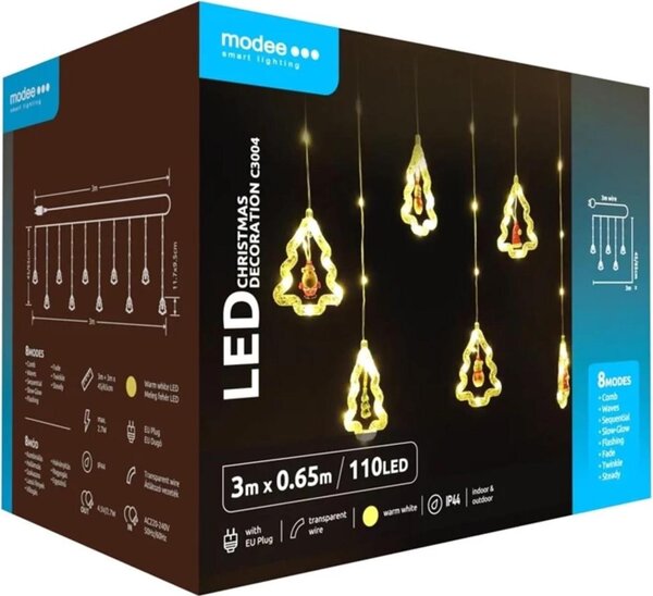 Modee Lighting LED dekorácia 110 LED 3m teplá biela stromčeky
