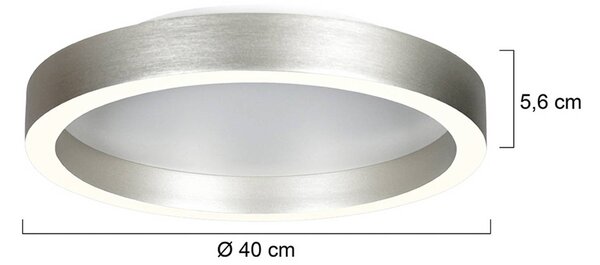 Stropné LED svetlo Ringlux, oceľovo sivá, Ø 40 cm, kov, 2 700 K, Hliník / sivá / zinok, Obývacia izba / jedáleň, kov, Moderný, Závesné svietidlo