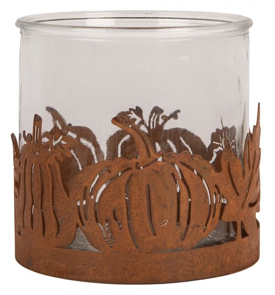 Hrdzavý rustikálny svietnik s tekvicami Pumpkin Tree Rust M - Ø 13*12 cm - Clayre & Eef