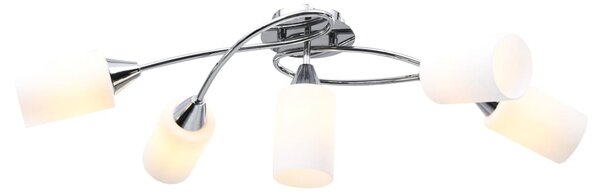 Stropná lampa+keramické tienidlá na 5 žiaroviek E14,biely kužeľ