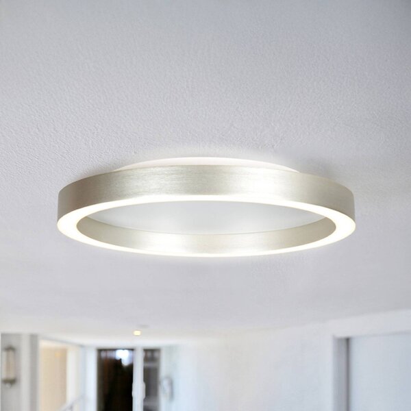 Stropné LED svetlo Ringlux, oceľovo sivá, Ø 40 cm, kov, 2 700 K, Hliník / sivá / zinok, Obývacia izba / jedáleň, kov, Moderný, Závesné svietidlo