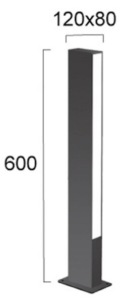 LED podlahové svietidlo Lir, výška 60 cm, tmavošedý kov, 2-pl., Čierna, Hliník, Moderný, Vonkajčie stĺpové osvetlenie