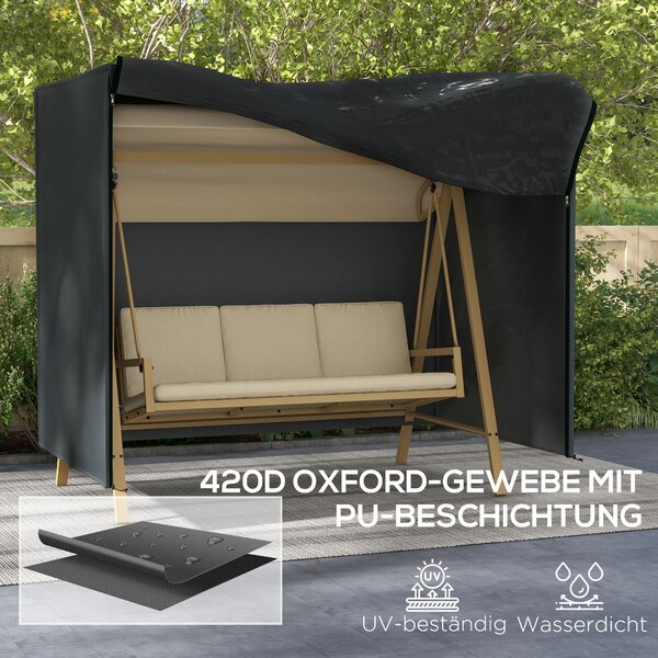 OUTSUNNY Poťah hojdačky Hollywood vodotesný s UV ochranou 220 x 172 x 125 cm sivý