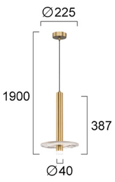 LED závesné svietidlo Leandros zlatá farba Ø 40 cm umelý kameň/kov, Mosadz / zlato, Obývacia izba / jedáleň, kov, Závesné svietidlo