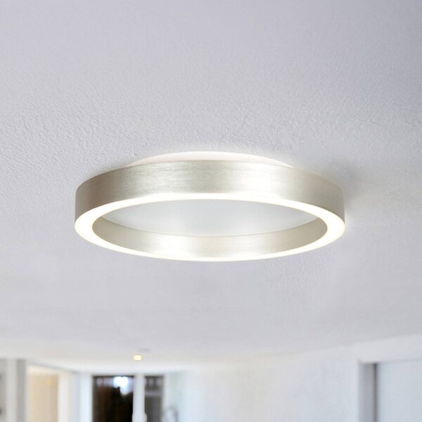 Stropné LED svetlo Ringlux oceľovo sivá, Ø 30 cm, kov, 2 700 K, Hliník / sivá / zinok, Obývacia izba / jedáleň, kov, Moderný, Závesné svietidlo