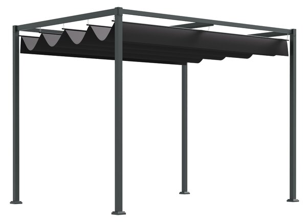 OUTSUNNY Kovová pergola s textilnou strechou 298 x 221 x 213 cm čierna