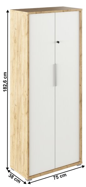 KONDELA Skiňa so zámkom, dub artisan/biela, RIOMA TYP 31