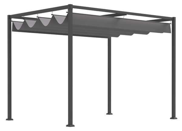 OUTSUNNY Kovová pergola s textilnou strechou 298 x 221 x 213 cm sivá