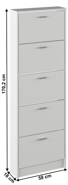 KONDELA Botník, 5-radový, biela, MOBI 15