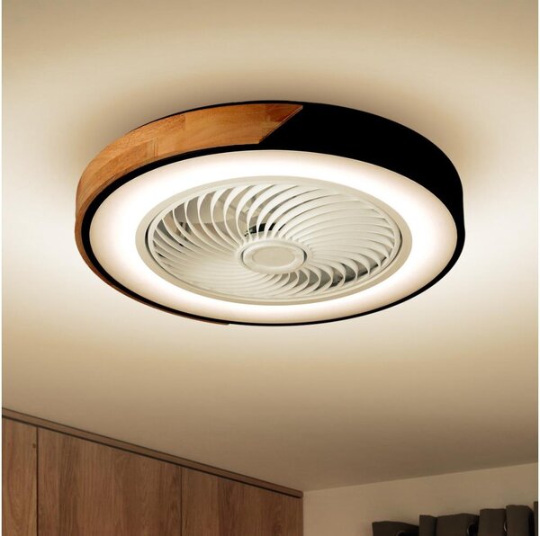 Brilagi-LED stmievateľné svietidlo s ventilátorom LED/30W/230V 3000-6500K čierne/dub + diaľkové ovládanie