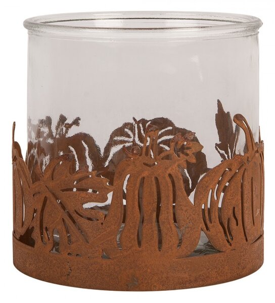 Hrdzavý rustikálny svietnik s tekvicami Pumpkin Tree Rust M - Ø 13*12 cm - Clayre & Eef