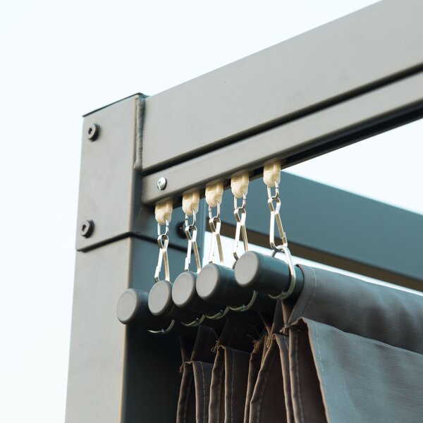 OUTSUNNY Kovová pergola s textilnou strechou 298 x 221 x 213 cm sivá