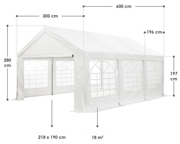 Párty stan Gala 3x6 m - biela