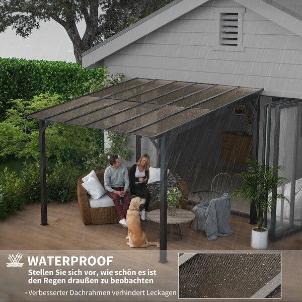 OUTSUNNY Kovová pergola s polykarbonátovou strechou 306 x 258 x 294 cm tmavosivá