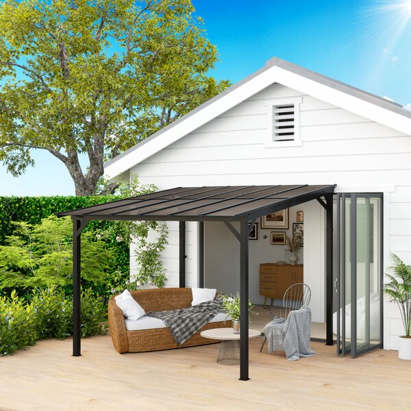 OUTSUNNY Kovová pergola s polykarbonátovou strechou 306 x 258 x 294 cm tmavosivá