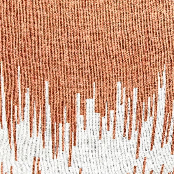 Taburetka oranžová a biela bavlnená 50 x 30 cm ručne vyrobený dekoratívny puf boho moderný štýl obývacia izba spálňa