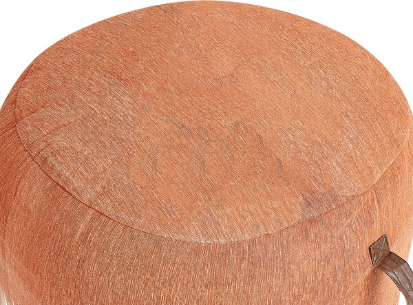 Taburetka oranžová a biela bavlnená 50 x 30 cm ručne vyrobený dekoratívny puf boho moderný štýl obývacia izba spálňa