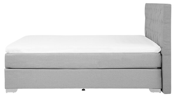 Čalúnená posteľ sivá 160 x 200 cm manželská posteľ dekoratívne gombíky minimalistický moderný dizajn